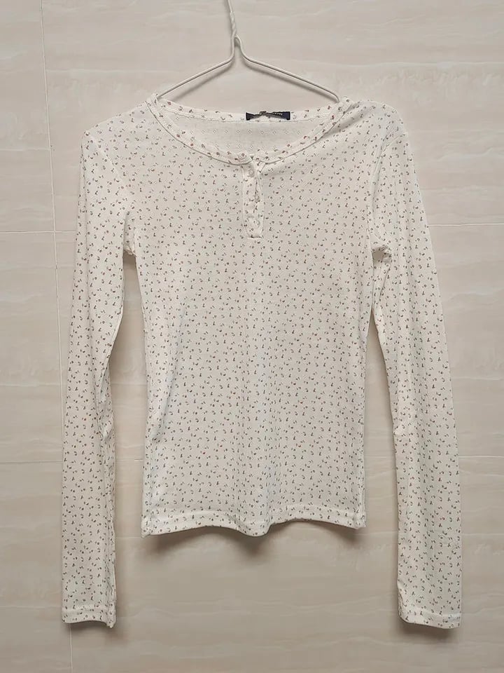 White Floral Long Sleeve Shirt
