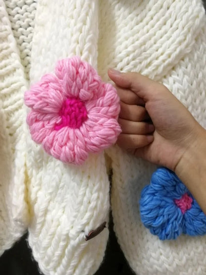 3D Flower Crochet Knit Cardigan