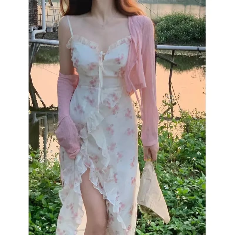 Vintage Floral Sleeveless Midi Dress