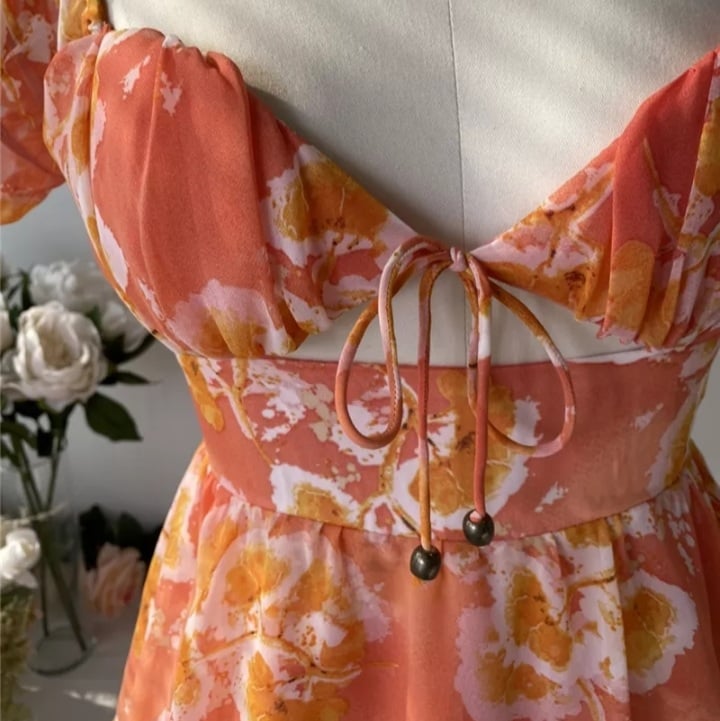 Cute Sweet Floral Print Jumpsuit Chiffon Ruffled Squared Collar Dress Summer Aesthetic Casual E-Girl Kawaii Korean Japanese Harajuku