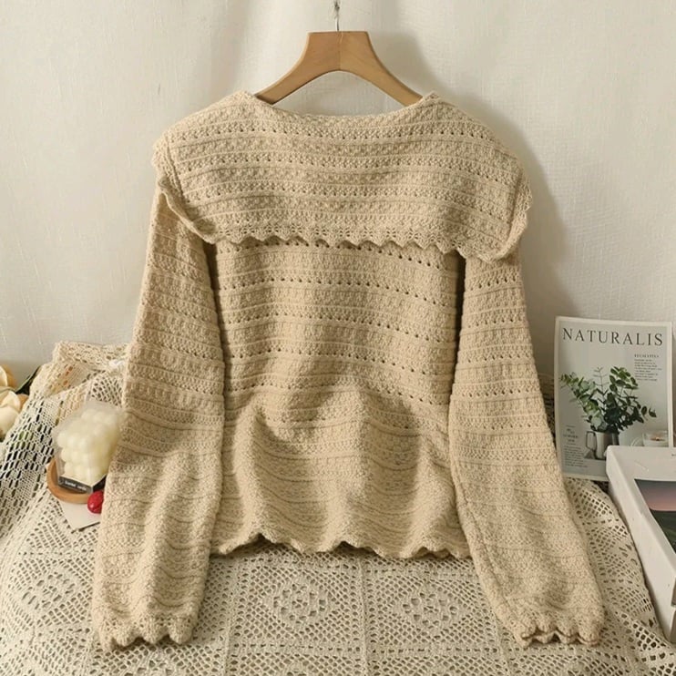 Preppy Turn Down Collar Sweater