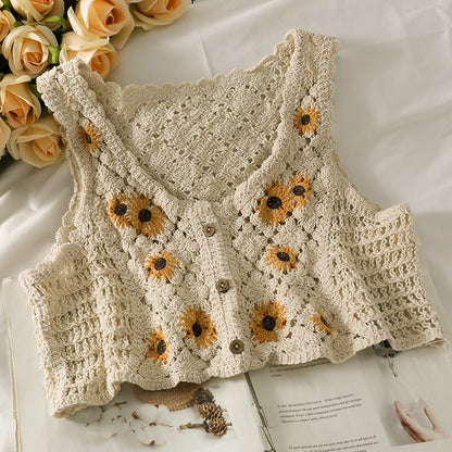 Sunflower Knit Crop Top