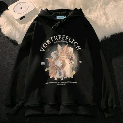 Rabbit Print Oversized Hoodie