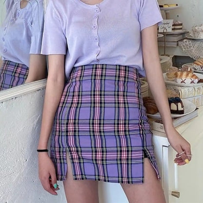 Cute Plaid Checkered School Girl Chic Sexy Mini Skirt Kpop E-Girl Kawaii Korean Japanese Harajuku Chinese Retro Streetwear Aesthetic