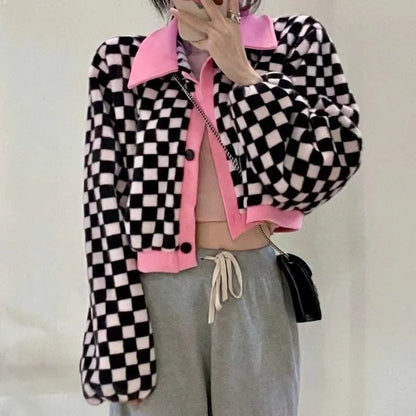 Black & White Checkered Long Sleeve Sweater