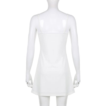 White Spaghetti Strap Mini Dress