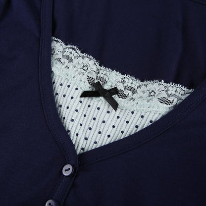 2PCS Polka Dot Lace Patchwork Long Sleeve Shirt
