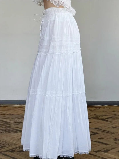 White Low Waist Maxi Skirt