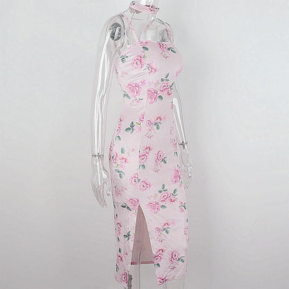 Flower Print Lace Up Split Mini Dress