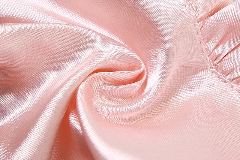 Pink Satin Heart Ruffle Crop Top