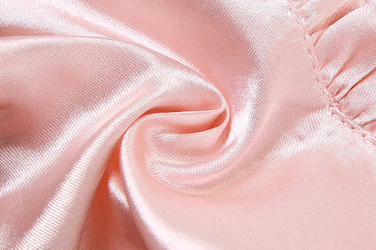 Pink Satin Heart Ruffle Crop Top
