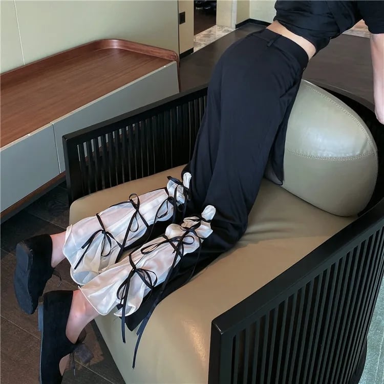 Bell Bottom Bow High Waist Flare Pants