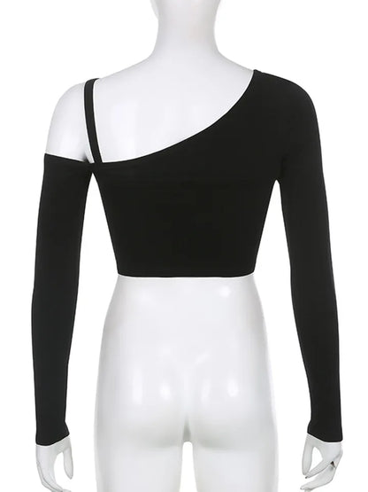 2PCS Black Cut Out Long Sleeve Shirt