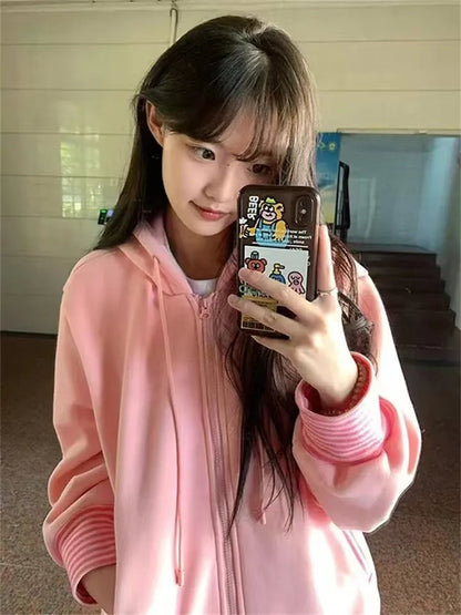 Pink Stripe Zip Up Jacket