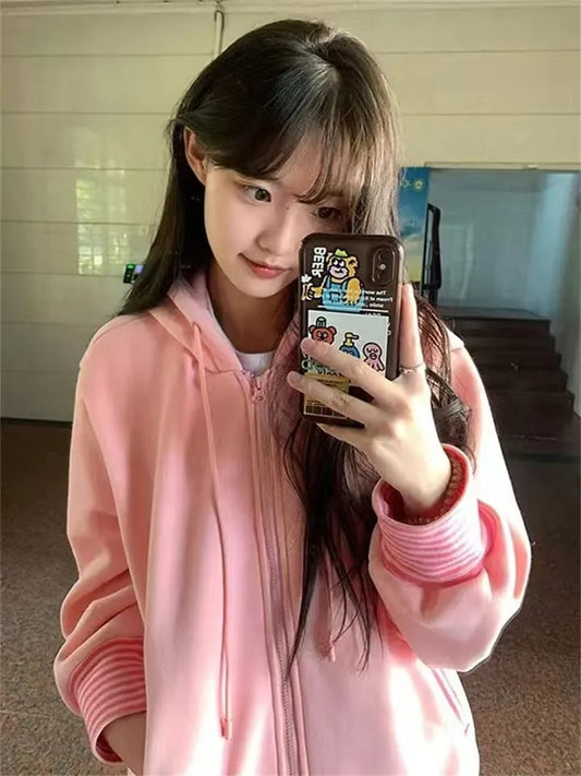 Pink Stripe Zip Up Jacket