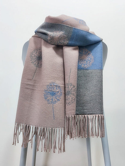 Shawls & Wraps Party Black Scarf Floral White Blue Fall Winter Imitation Cashmere for Women