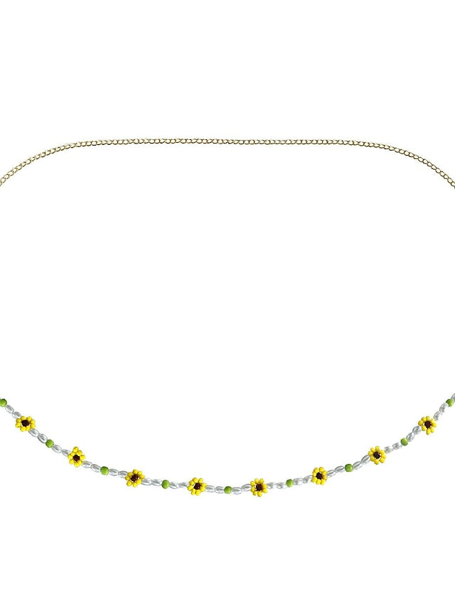 european and american cross-border jewelry bohemian hand-woven rice beads flower imitation pearl waist chain beaded body accessories for Women