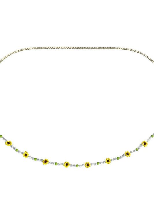 european and american cross-border jewelry bohemian hand-woven rice beads flower imitation pearl waist chain beaded body accessories for Women