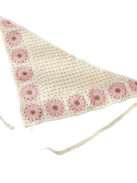 1pc Girls' Headbands Floral Crochet Hair Bandanas Headscarf Women Hair Scarf Daisy Headband Vintage Head Kerchief for Girls for Women