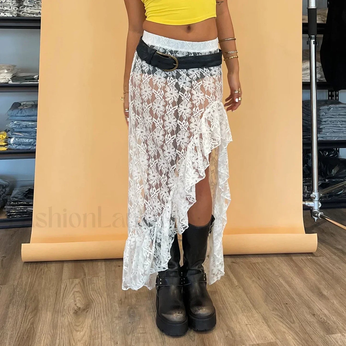 Floral Asymmetrical Midi Skirt