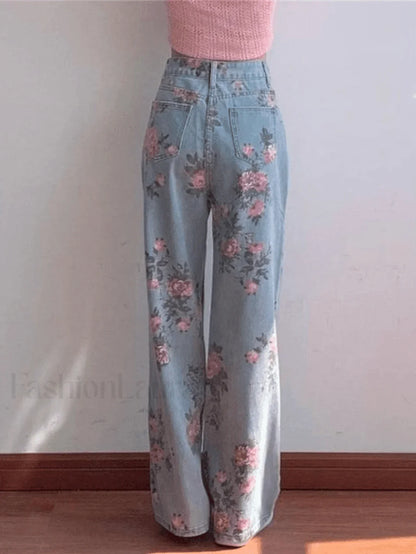 Floral High Rise Boyfriend Jeans