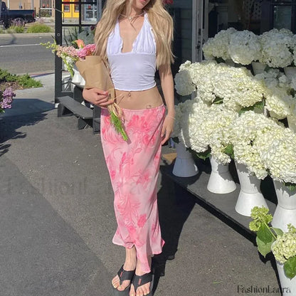 Floral Hip Slim Midi Skirt
