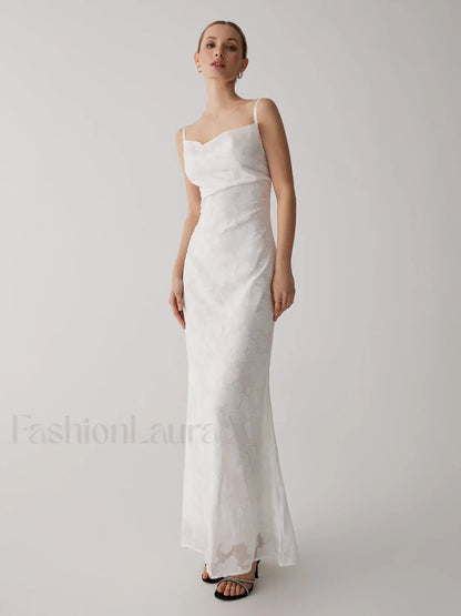 Floral Jacquard Open Trendy Back Long Dress