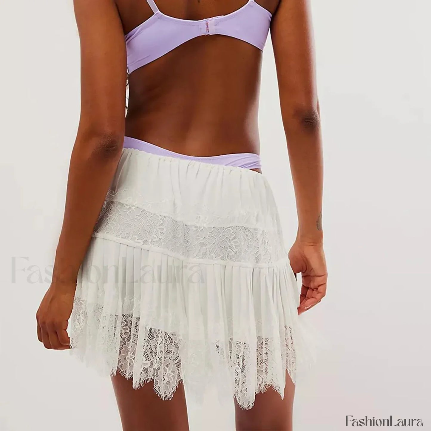 Floral Lace Patchwork Mini Skirt