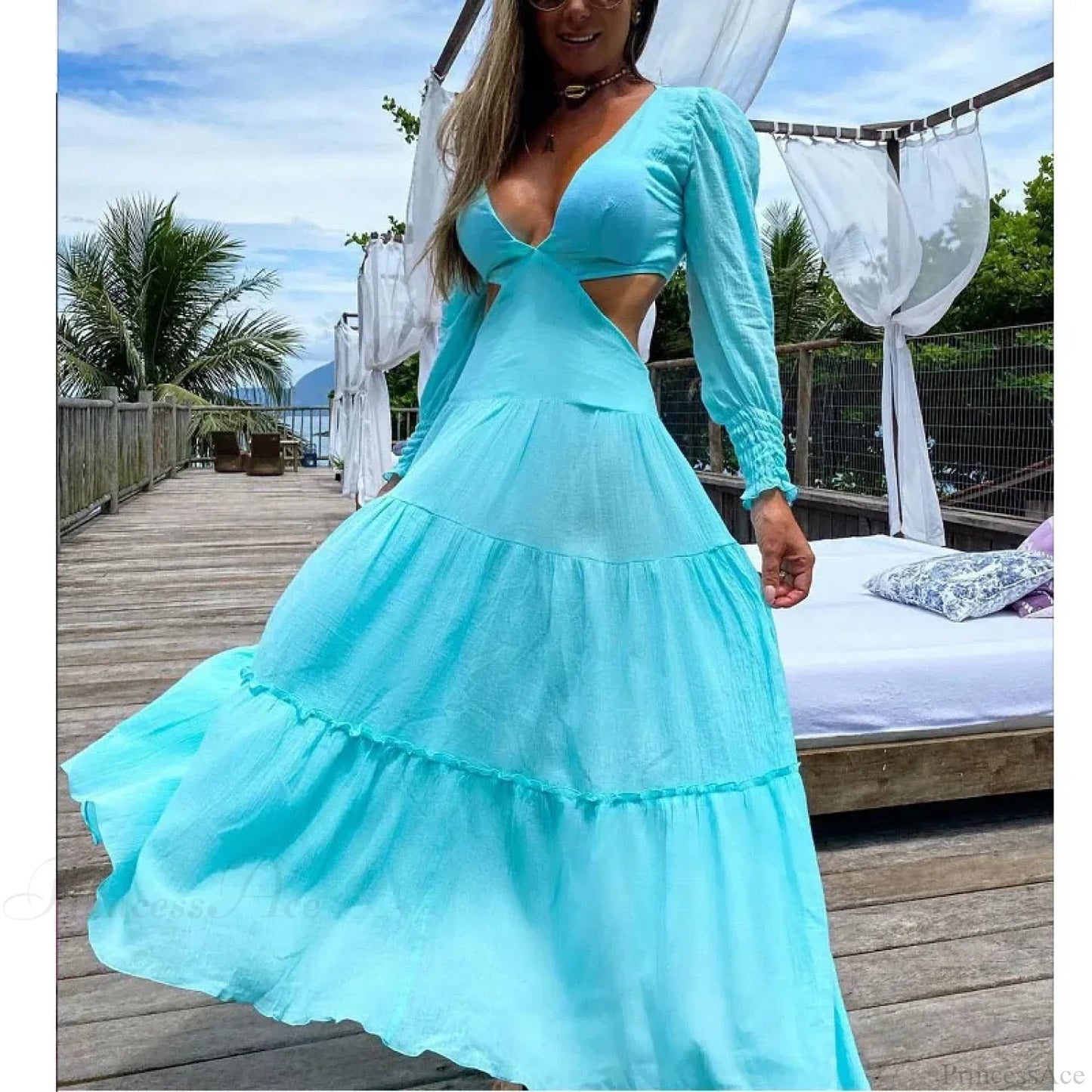 Floral Long Sleeve Beach Kimono Cover Up