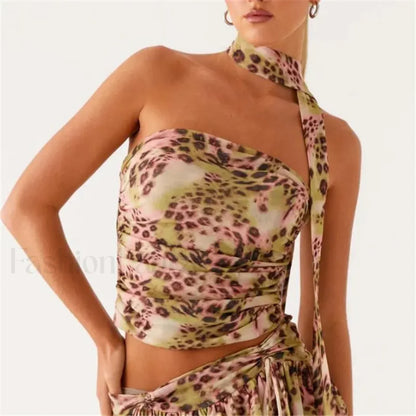 Floral Tube Strapless Crop Top