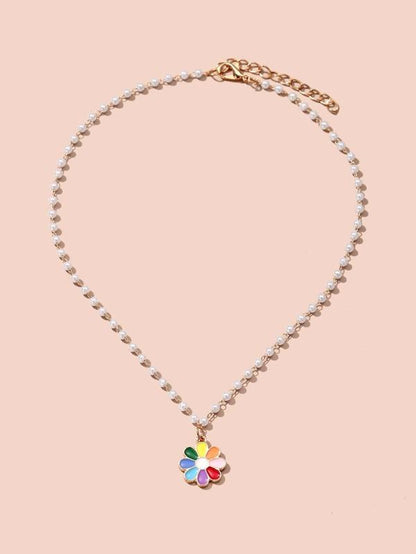Flower Charm Necklace for Women