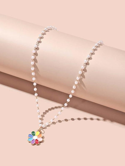 Flower Charm Necklace for Women