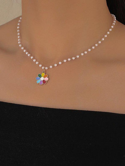 Flower Charm Necklace for Women
