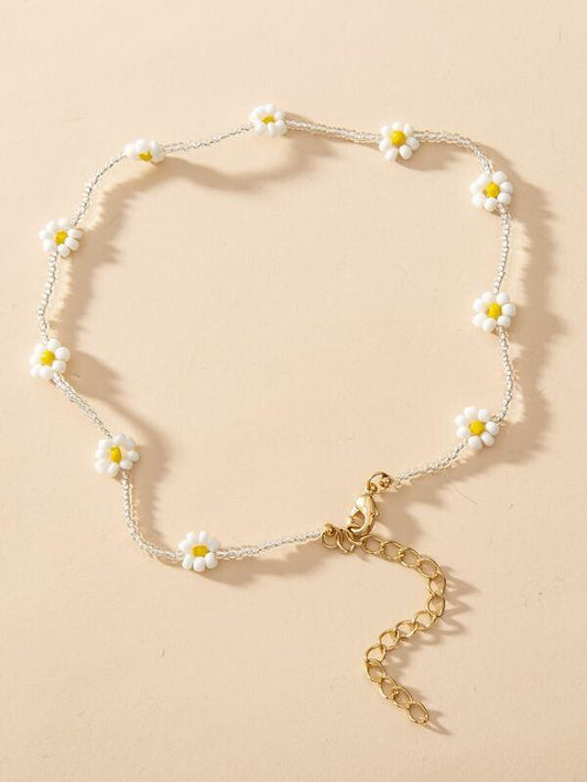 Flower Decor Beaded Necklace for Women