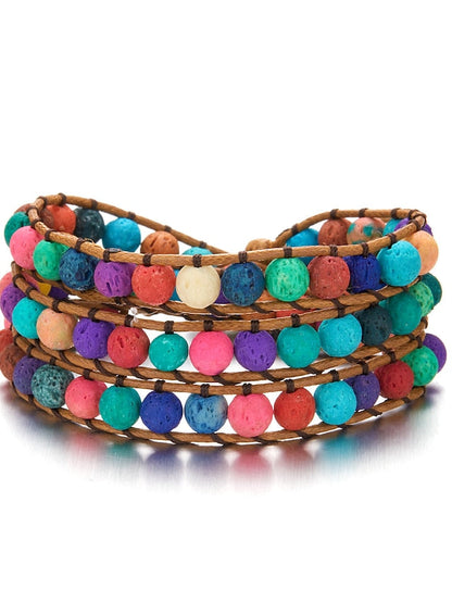 1 PC Multi-layer woven bracelet Vintage Theme Fashion Luxury Imitation Stone Bracelet for Women