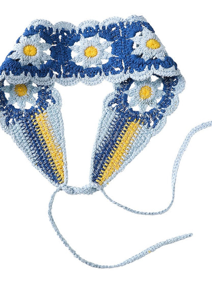 1pc Crochet Hippie Headbands for Women Boho Hair Bands Floral Bandanas Knit Head Wrap for Girls Holiday Headband for Women