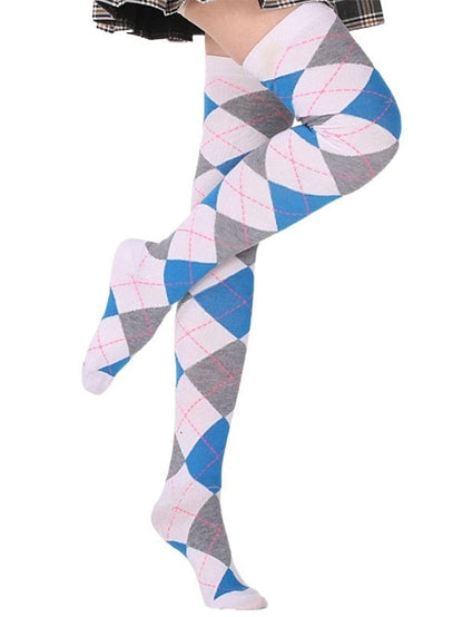 Stockings Work Daily Holiday Plaid Polyester Cotton Simple Casual Lolita Casual Cute Casual / Daily 1 Pair for Women