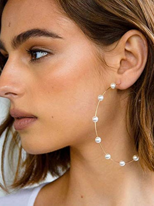 gold hoop pearls huge earrings thin lightweight circle jewelry for women for Women