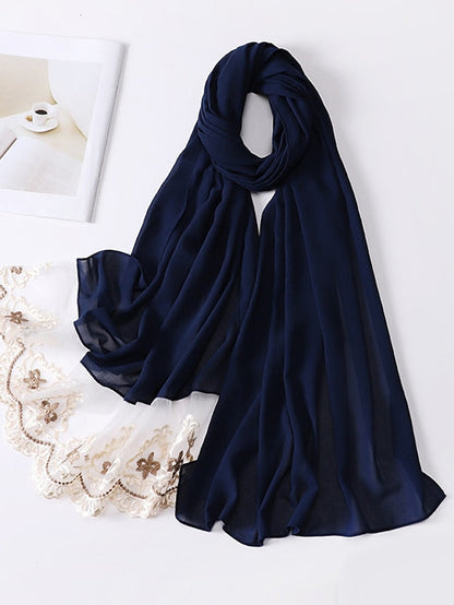 1pcs Lace Hijab For Women Bubble Chiffon Scarf Muslim Long Shawl Plain Turban HeadWraps Headband for Women