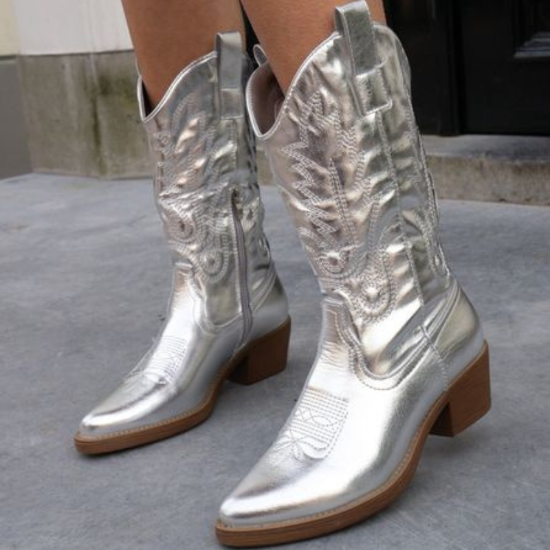 Botines casuales estilo vaquero occidental con tacón para mujer | Ideales para días informales