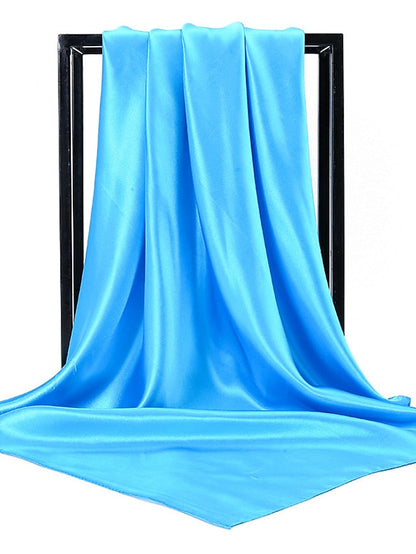 1pcs 90*90cm Solid Colors Neckerchief Hijab Scarf For Women Silk Satin Headband Hair Scarves Female Square Shawls Head Scarfs For Ladies for Women