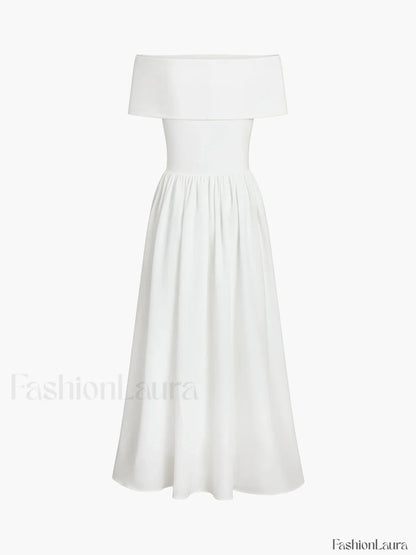 Frenchy Solid Graceful Off-Shoulder Long Dress