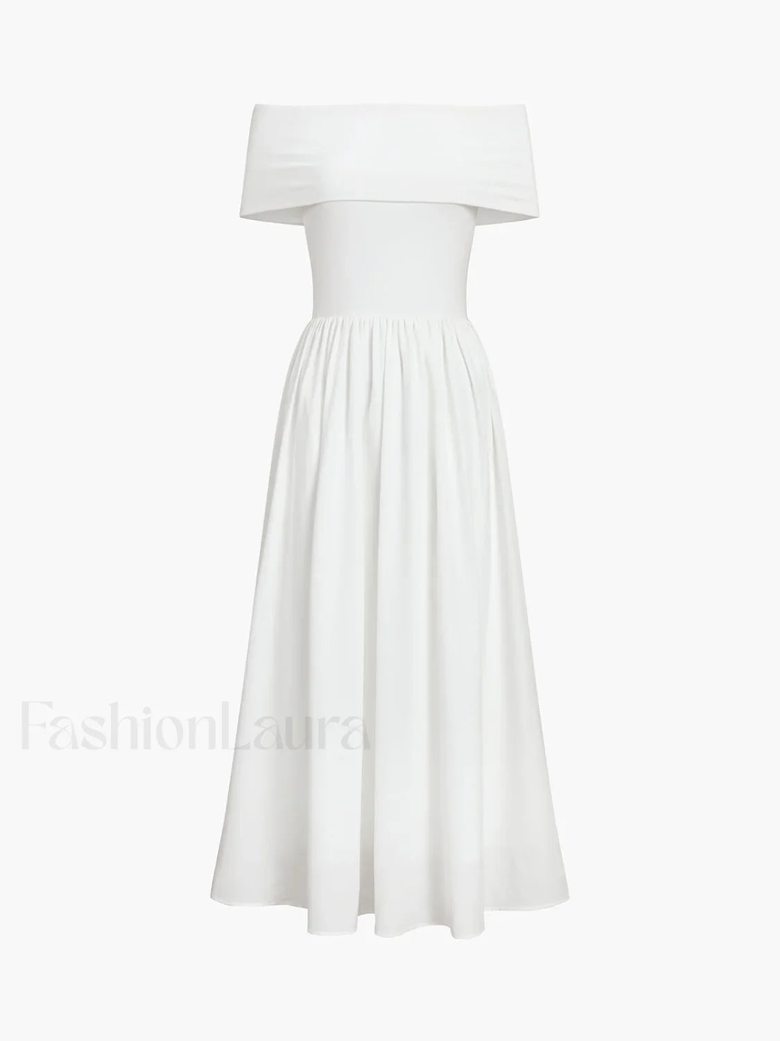 Frenchy Solid Graceful Off-Shoulder Long Dress