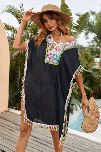Fringe Trim Bikini Cover Up