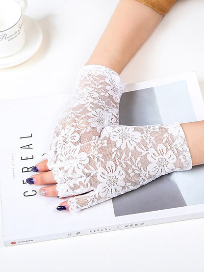 Fingerless Gloves Party / Evening Daily Flower / Plants Lace Casual Sweet Breathability 1 Pair for Women