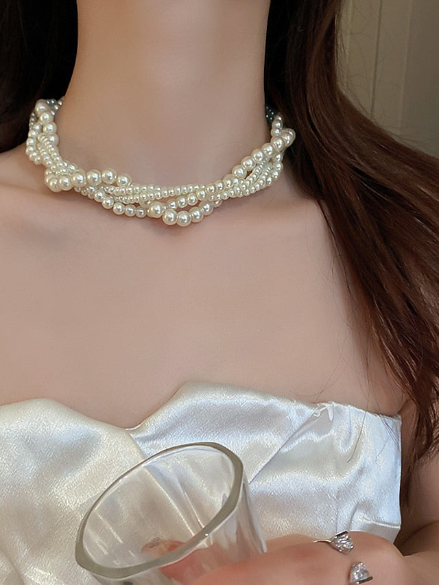1PC Necklace For Pearl Necklace for Women 18k Gold Filled Dainty Freshwater Pearl Necklace Handmade Simple Pearl Necklaces Everyday Jewelry Gifts for Women