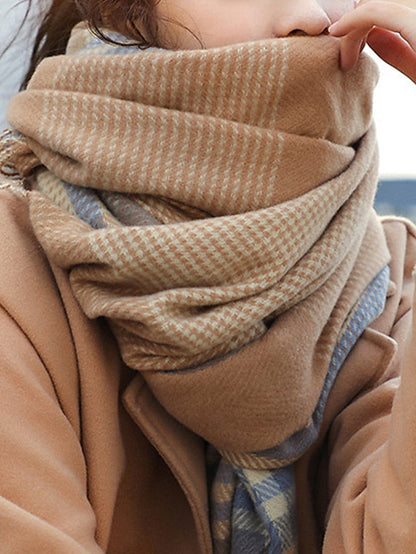 Shawls & Wraps Outdoor Dailywear Holiday Camel Blue Pink Scarf Plaid for Women