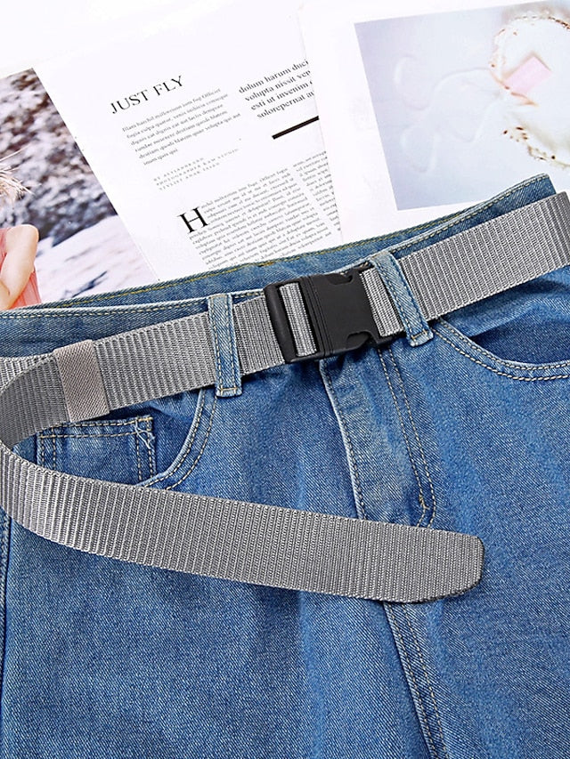 Men's Web Belt Canvas Plastic Buckle Plain Classic Casual Work Daily Black Blue Green Coffee for Women