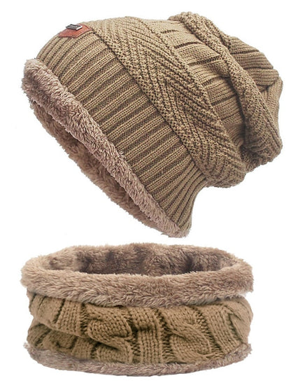 Men's Slouchy Beanie Hat Winter Warm Set Outdoor Home Daily Solid / Plain Color Knitting Casual Casual / Daily 1 Pack for Women