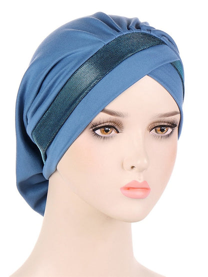 Women Turban Hat Cross Head Wrap Islamic Hijab Cap Solid Color Soft Headscarf Fashion Muslim Hats Scarf High Quality Hair Care Cap for Women